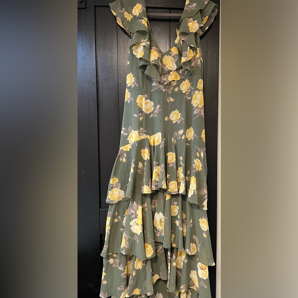 Wayf Green and Yellow Floral Dress